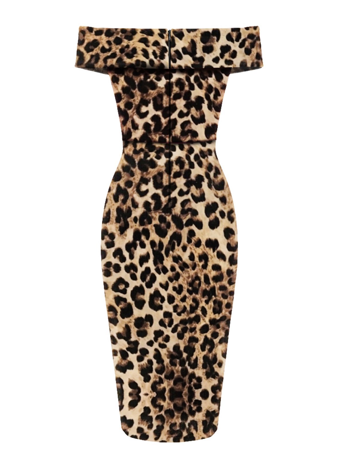 SCHULTERFREIES LEOPAR BLEISTIFT KLEID