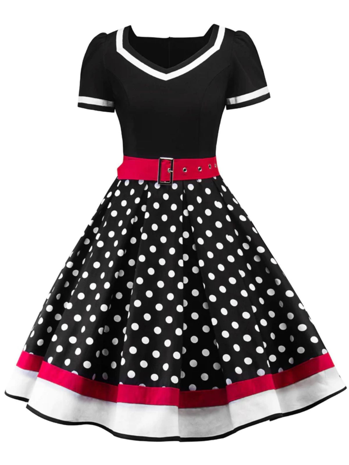 1950ER SCHWARZ PUNKT DRUCK ROCKABILLY KLEID