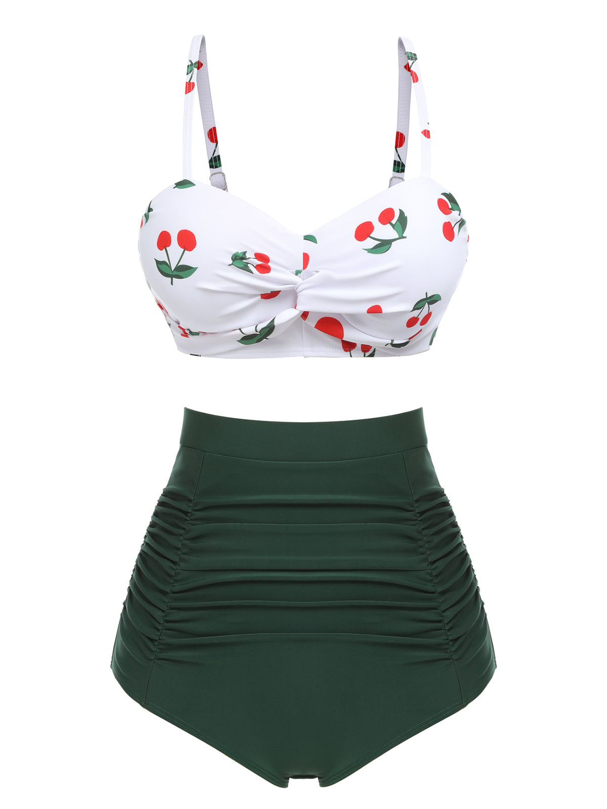 2PCS 1950er Cherry Halter Bikini Set