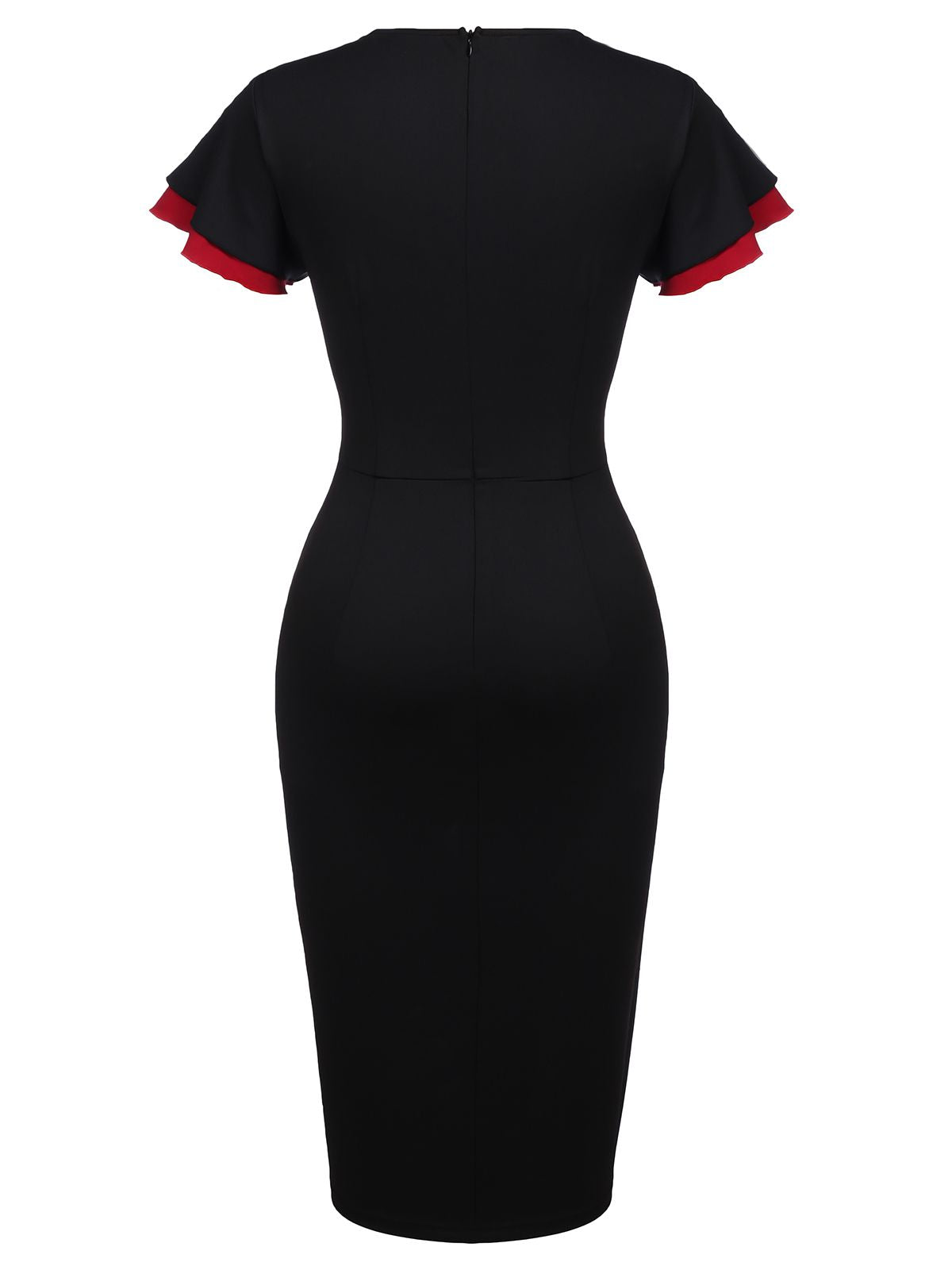 Schwarz Vintage Kurzarm Pencil Kleid