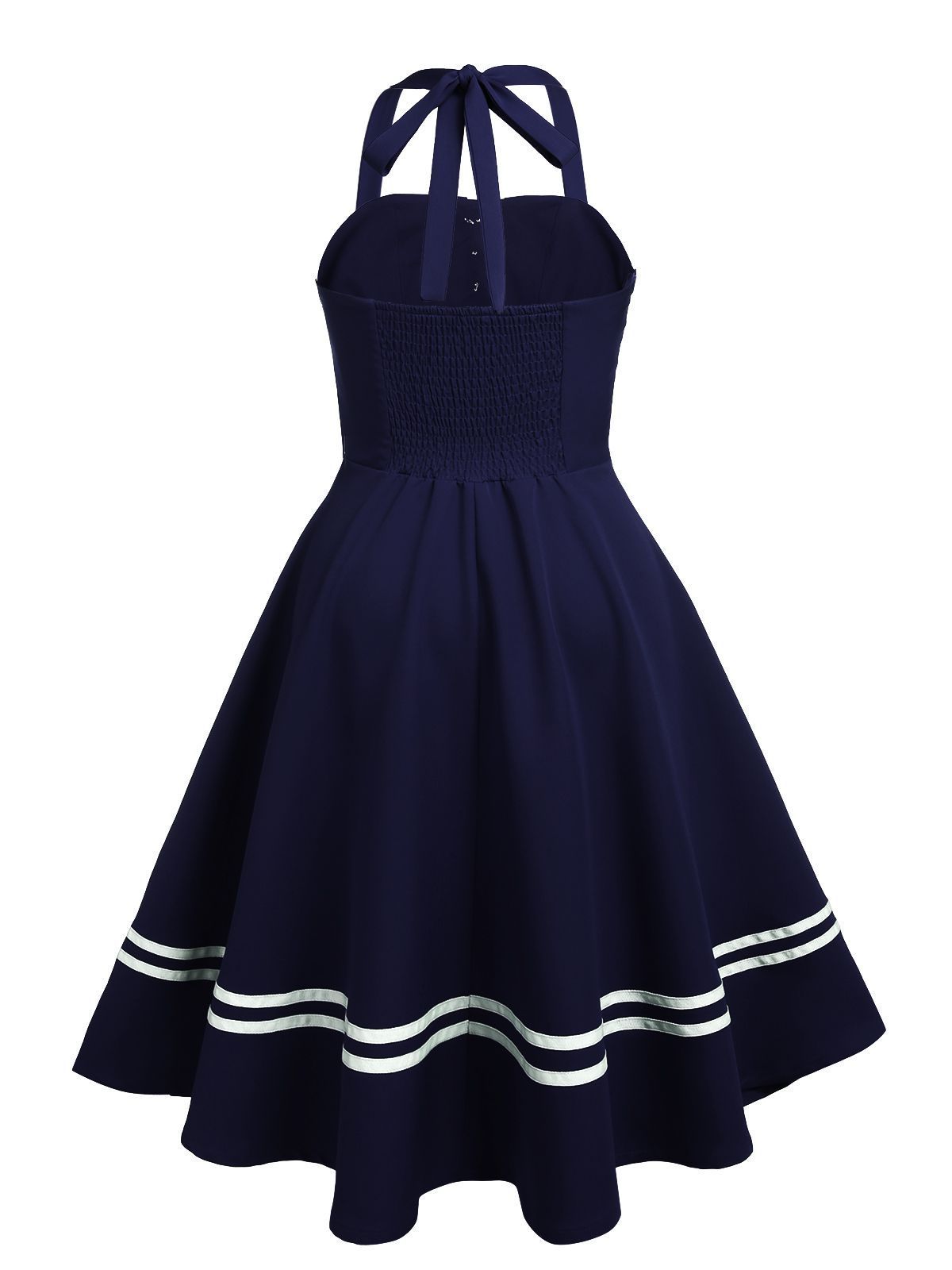 MARINEBLAU 1950ER NECKHOLDER ROCKABILLY KLEID