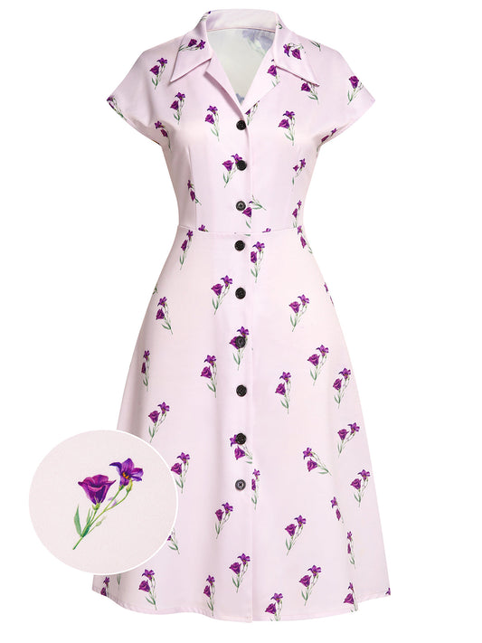 Lila 1940er Petunia Lapel Kleid