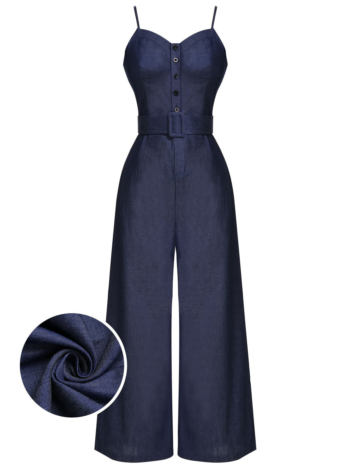 Blau 1930er festen Trägern Cowboy Jumpsuit