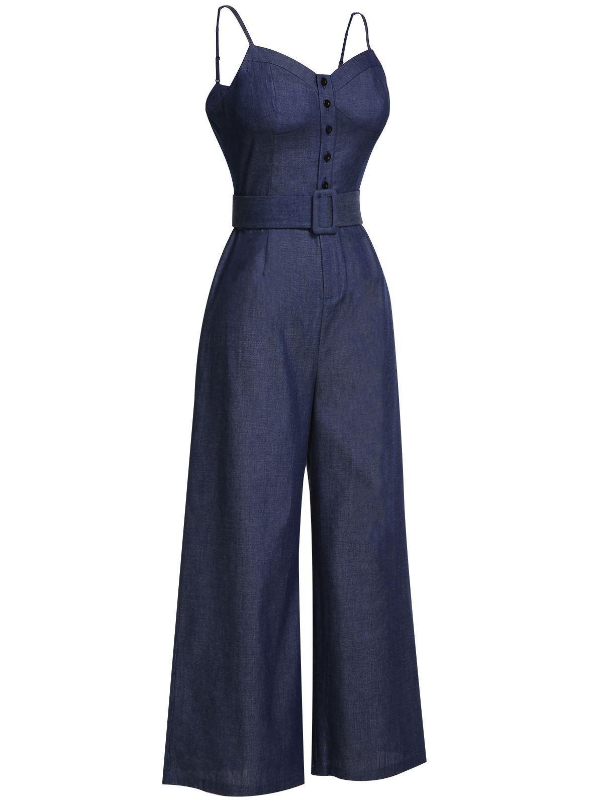 Blau 1930er festen Trägern Cowboy Jumpsuit