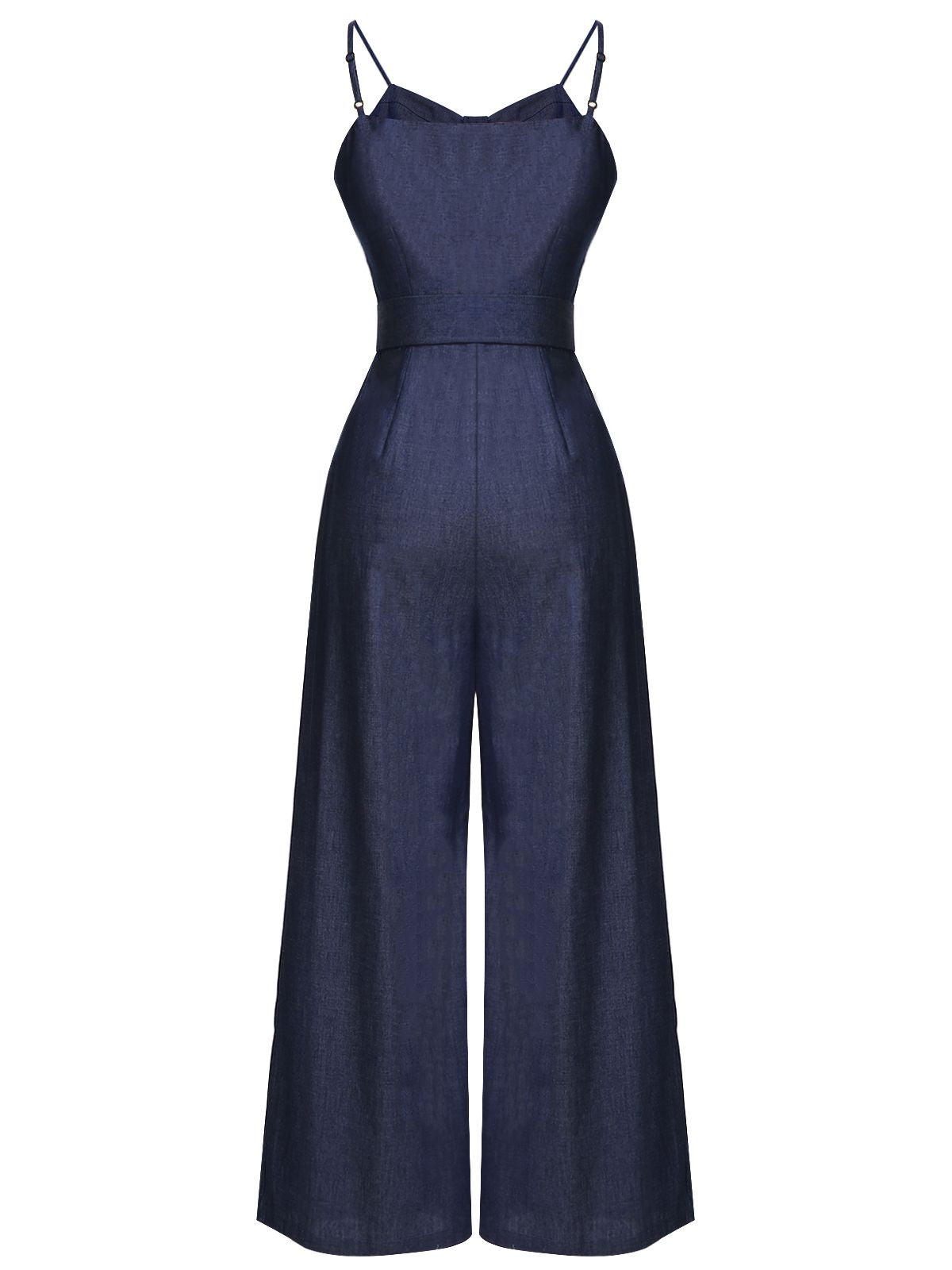 Blau 1930er festen Trägern Cowboy Jumpsuit