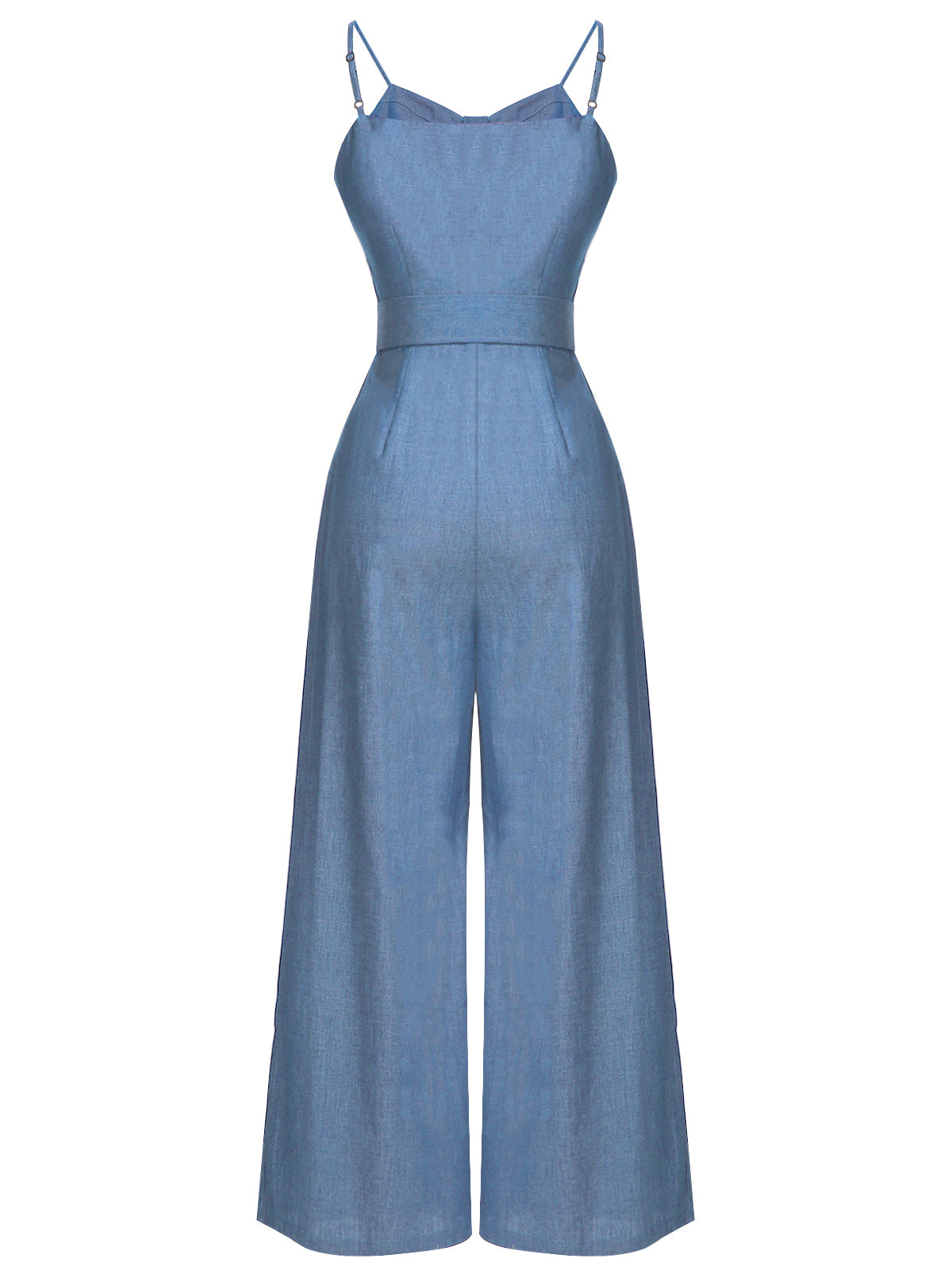 Blau 1930er festen Trägern Cowboy Jumpsuit