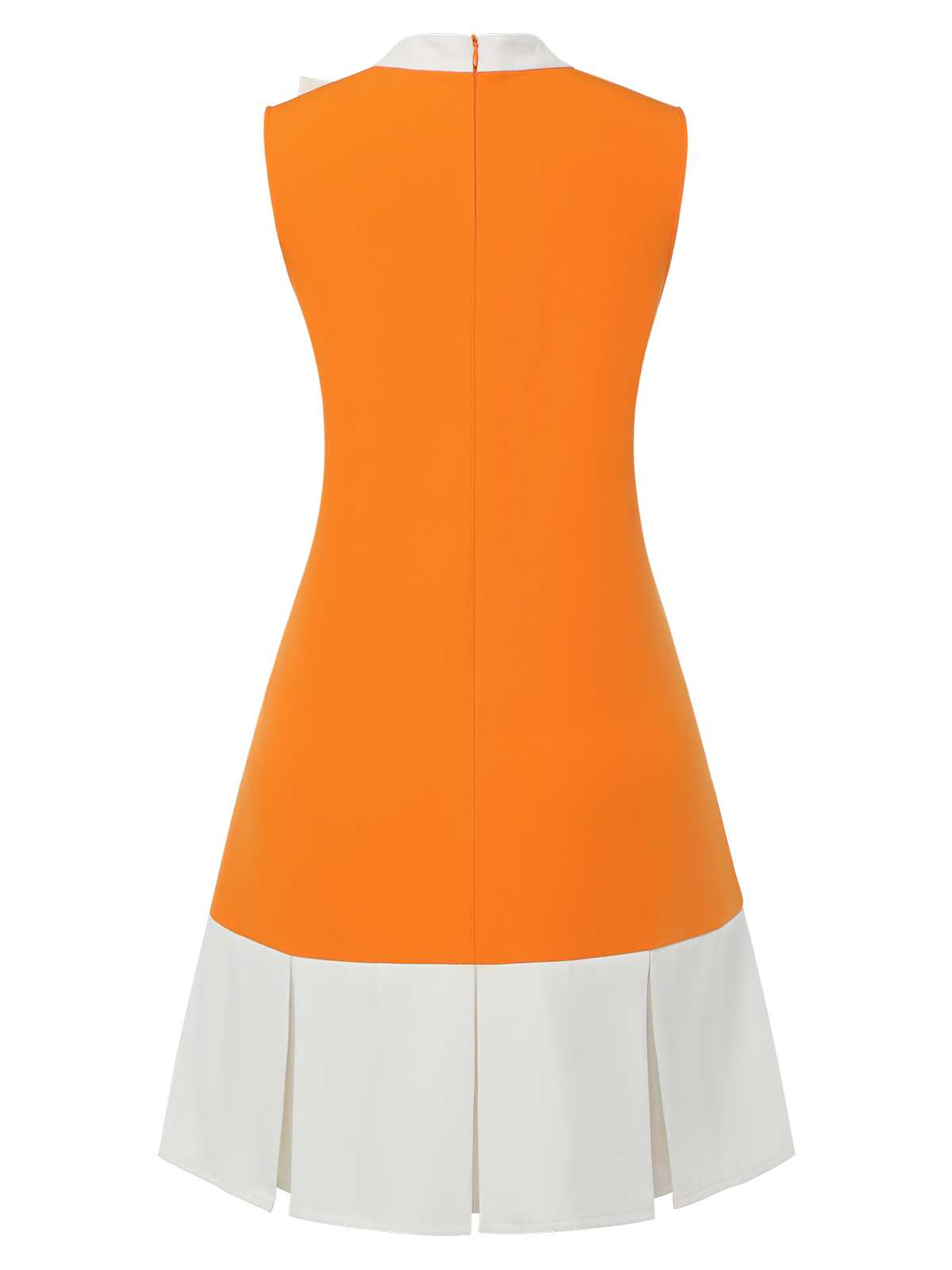 Orange 1960er Crew-Schleifenknoten Ärmelloses Kleid