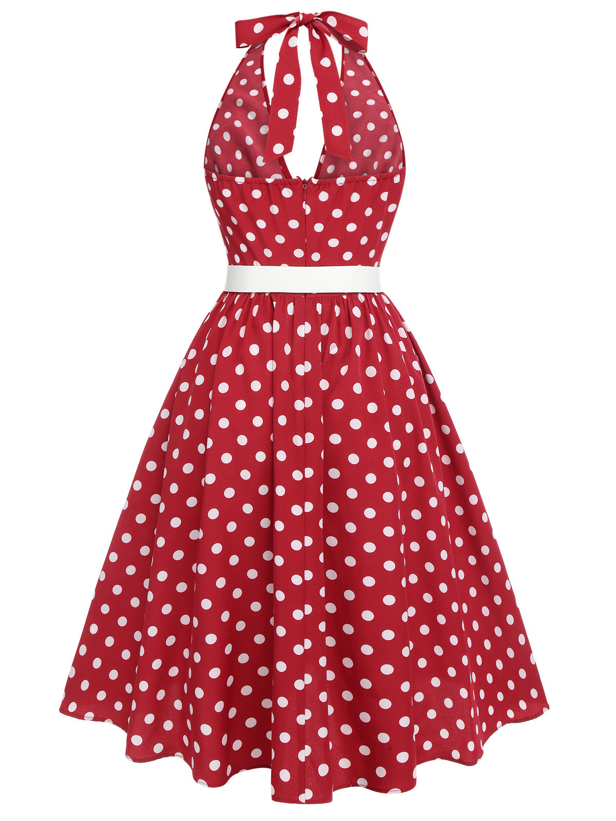 Rot 1950er Polka Dot Halter Kleid