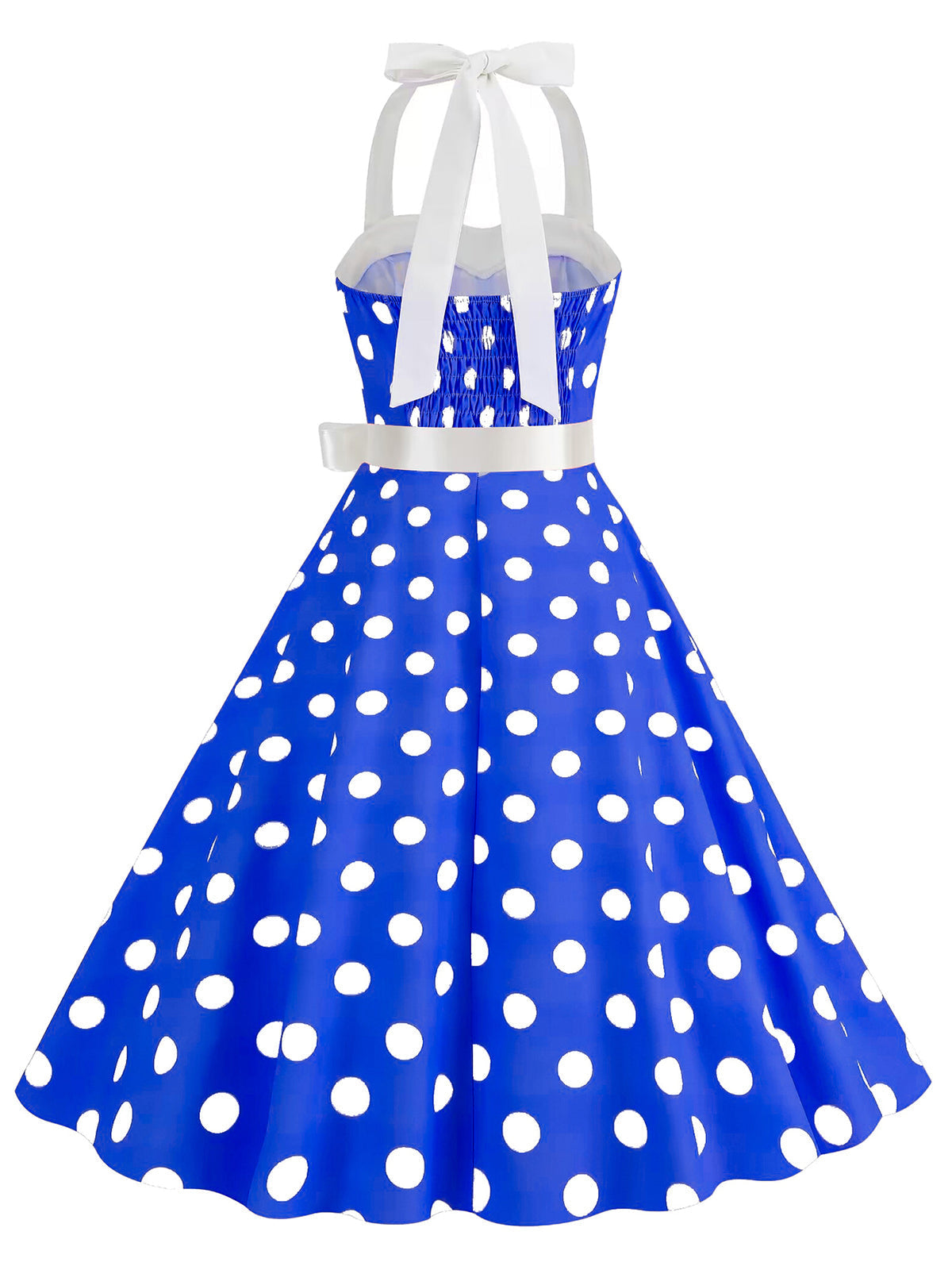 1950er Polka Dot Haltergürtel Swing Kleid