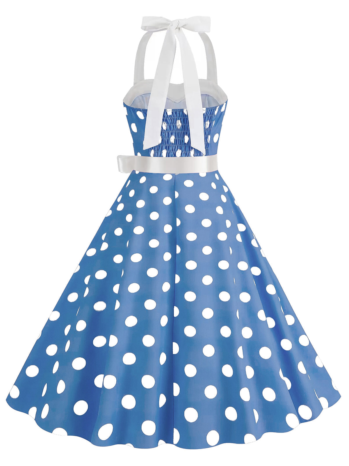 1950er Polka Dot Haltergürtel Swing Kleid