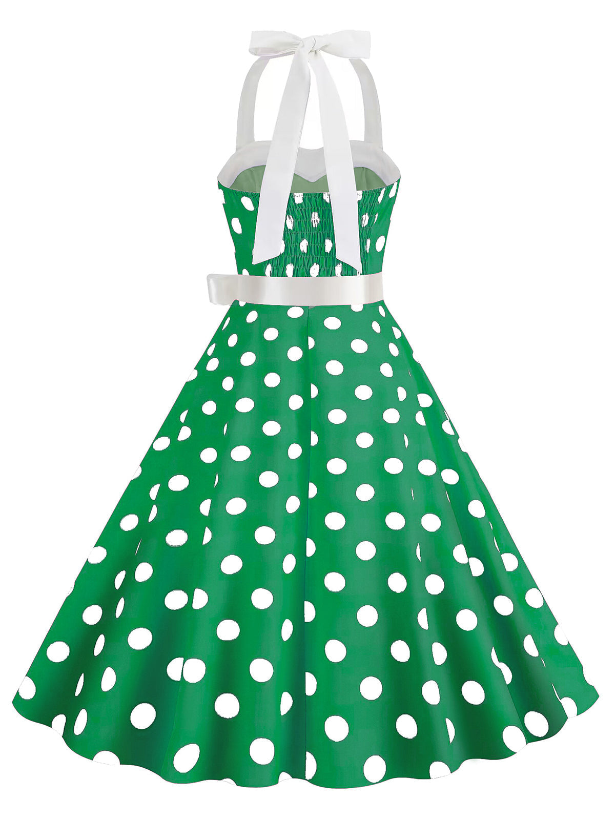 1950er Polka Dot Haltergürtel Swing Kleid