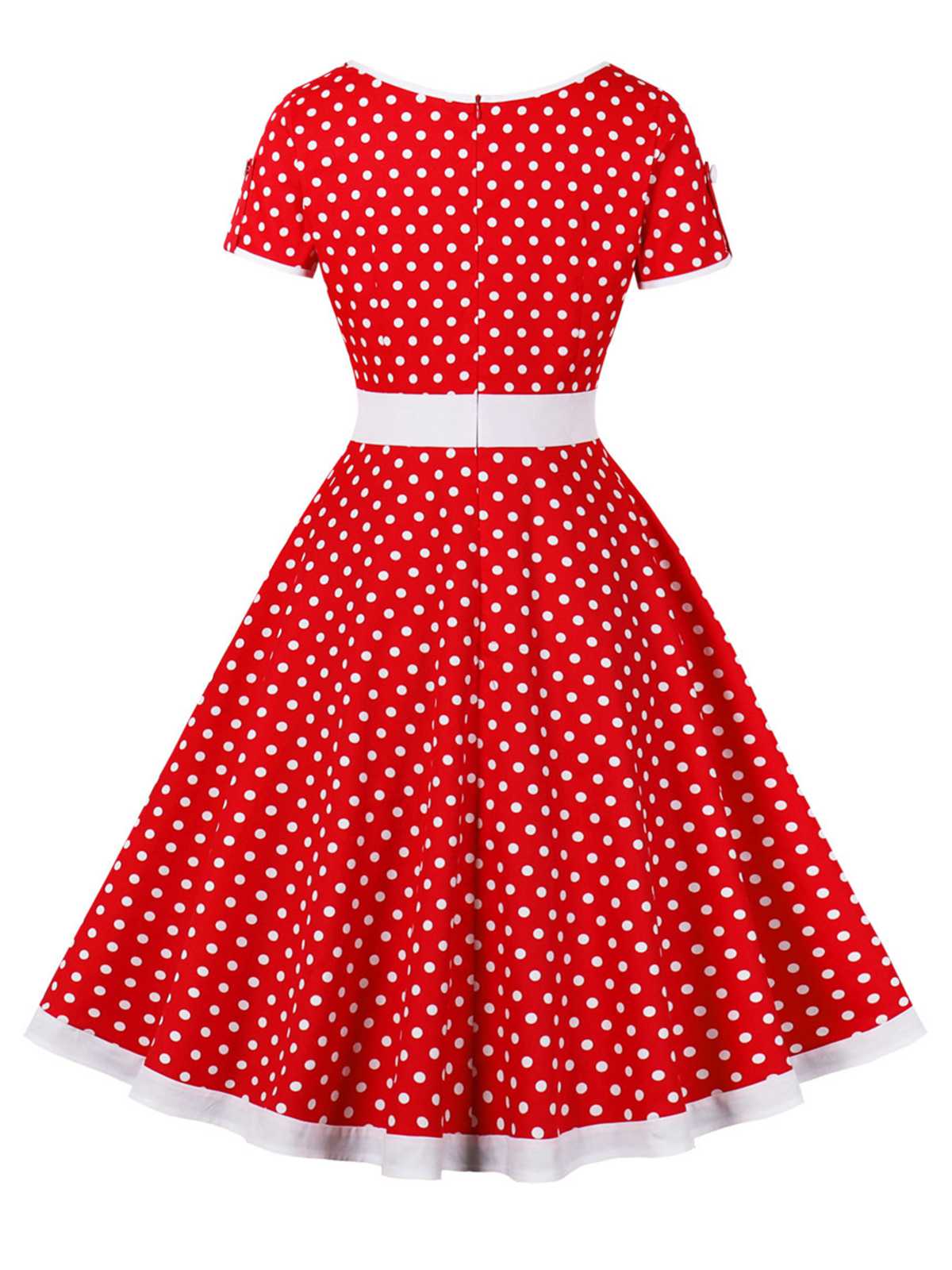 1950er Kontrast Polka Dot Geknöpftes Kleid