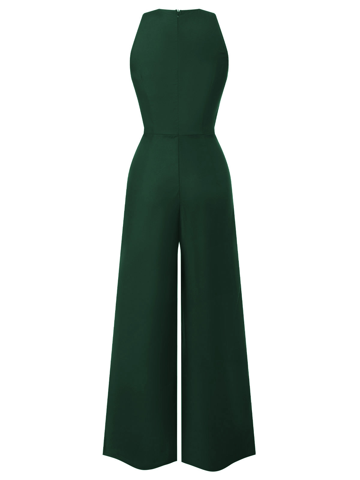 Schwarz 1950er Ärmellos Geknöpft Solide Jumpsuit