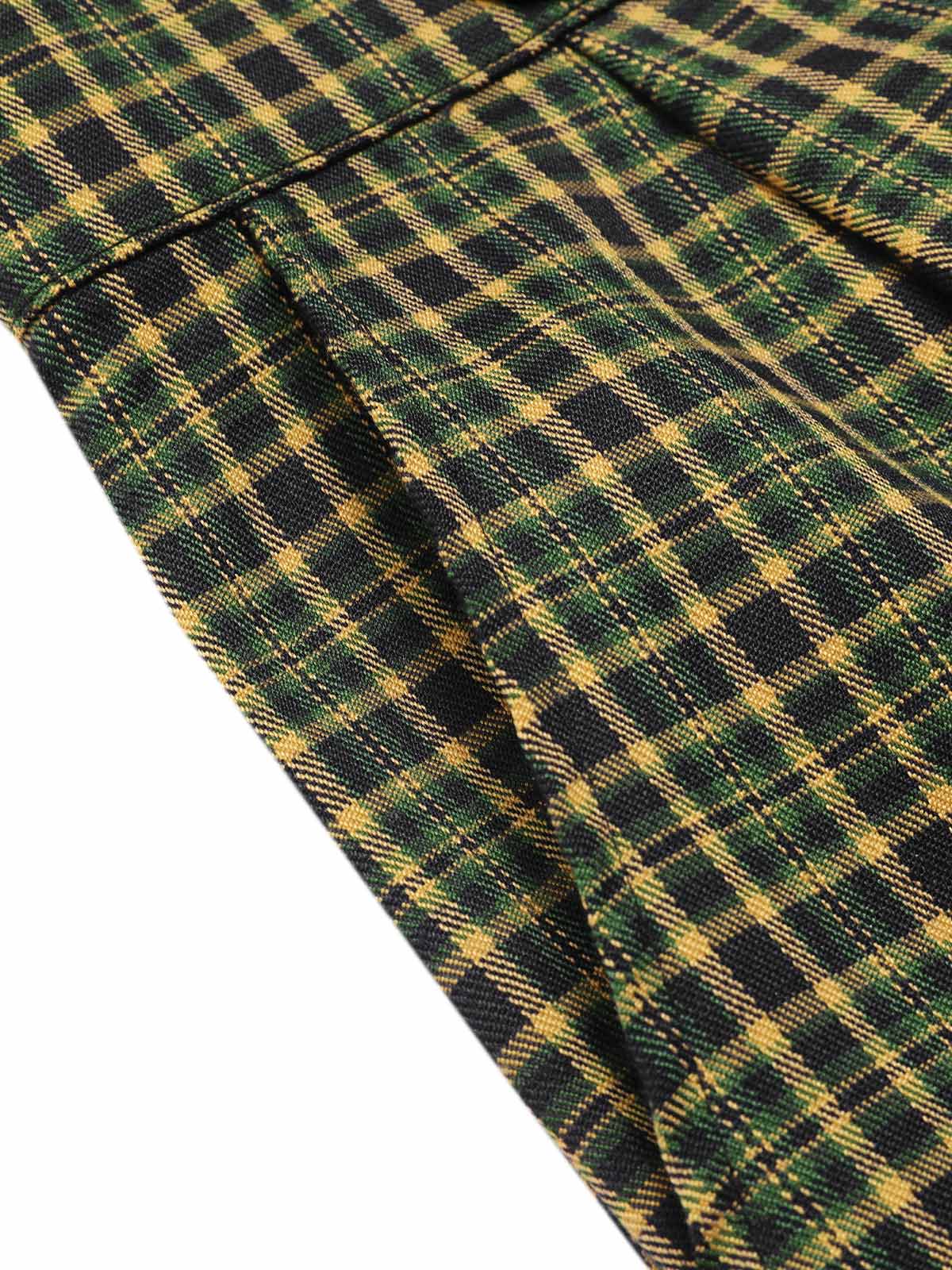 2PCS 1940er Satin Puffärmel Bluse & Glen Plaid Overall Hose