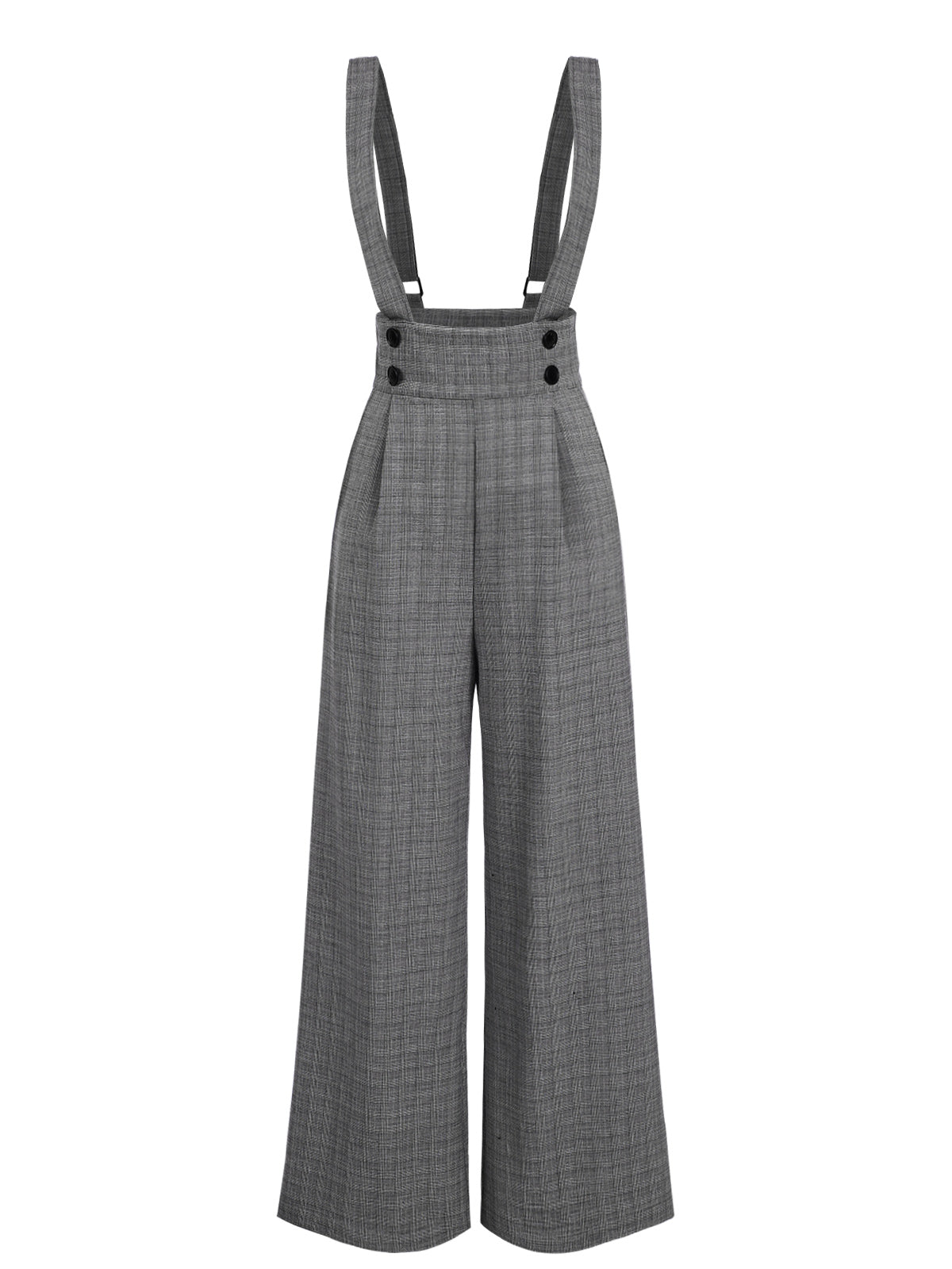 2PCS 1940er Satin Puffärmel Bluse & Glen Plaid Overall Hose