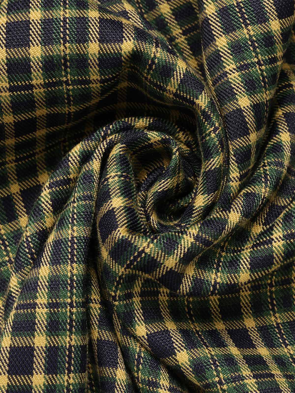 Grün 1950er Plaid Patchwork Revers Kleid