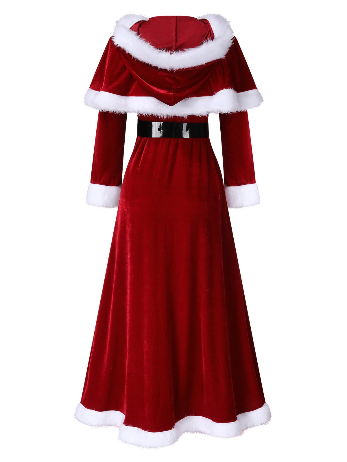 Rot 1940er Weihnachten Samt Kapuze Umhang Kleid