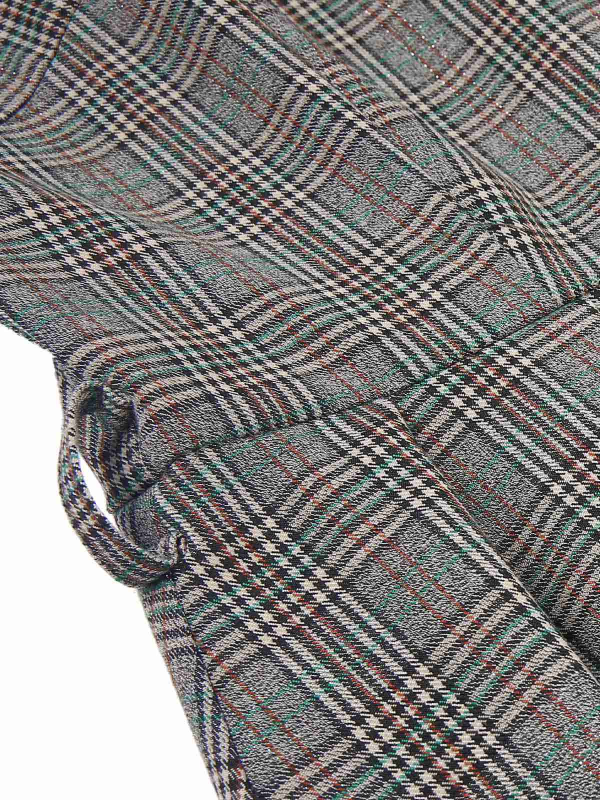 2PCS Grau 1940er V-Ausschnitt Plaid Kleid & Satin Bluse