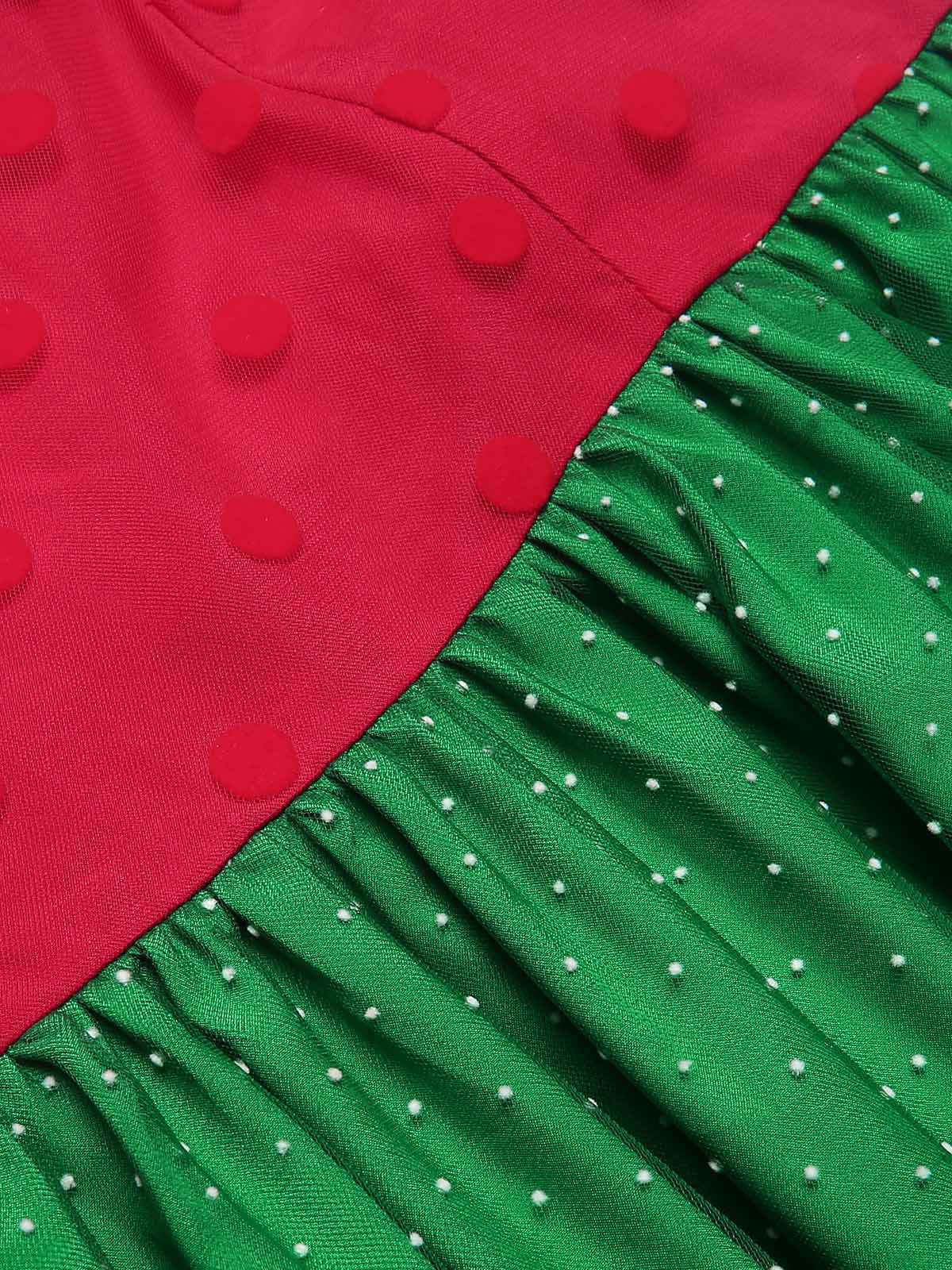 Rot & Grün 1950er Weihnachten Polka Dots Kleid