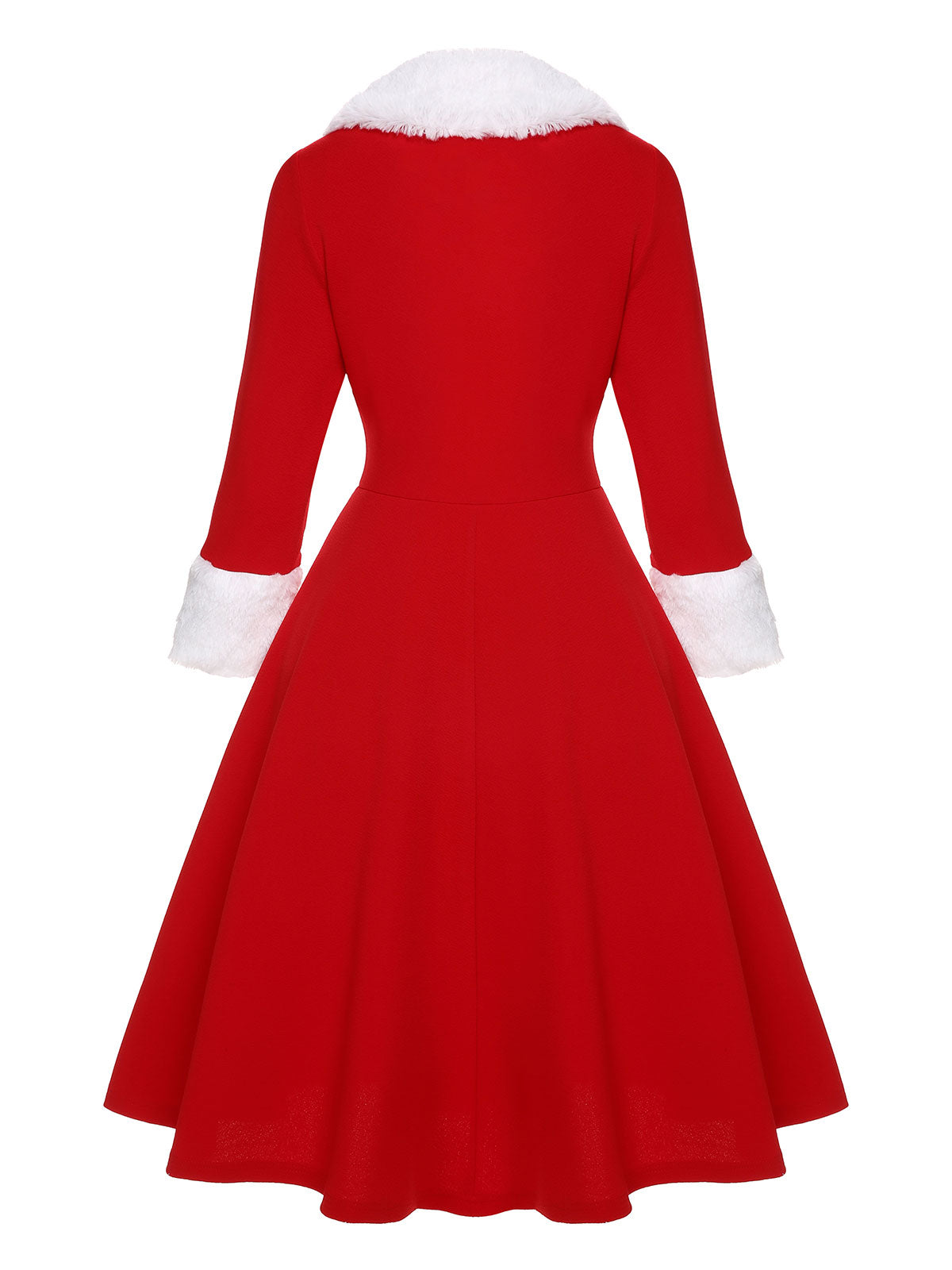 [Übergröße] Rot & Weiß 1950er Weihnachten Revers Kleid