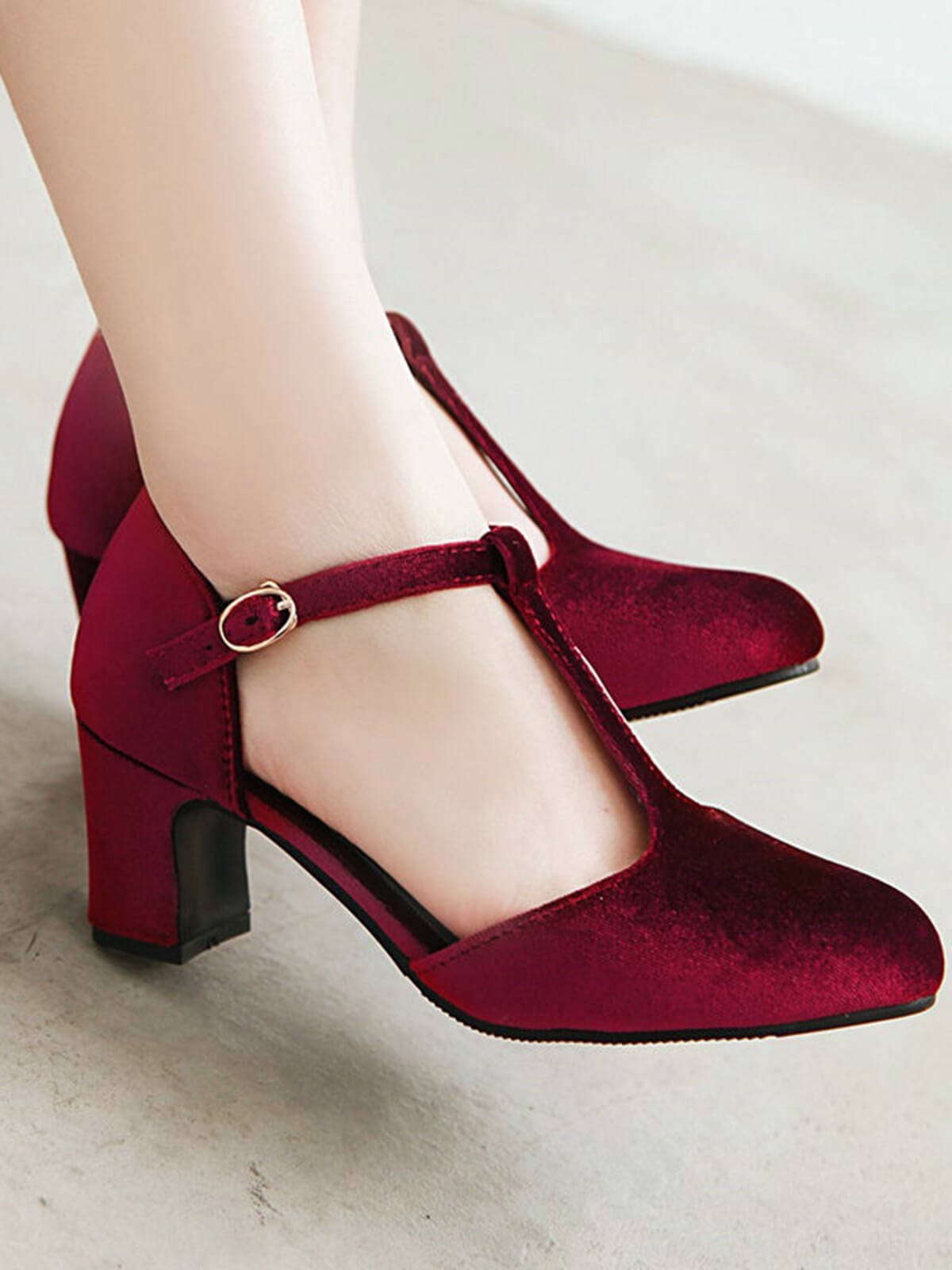 RETRO T-STRAP MARY JANE HIGH HEEL SCHUHE