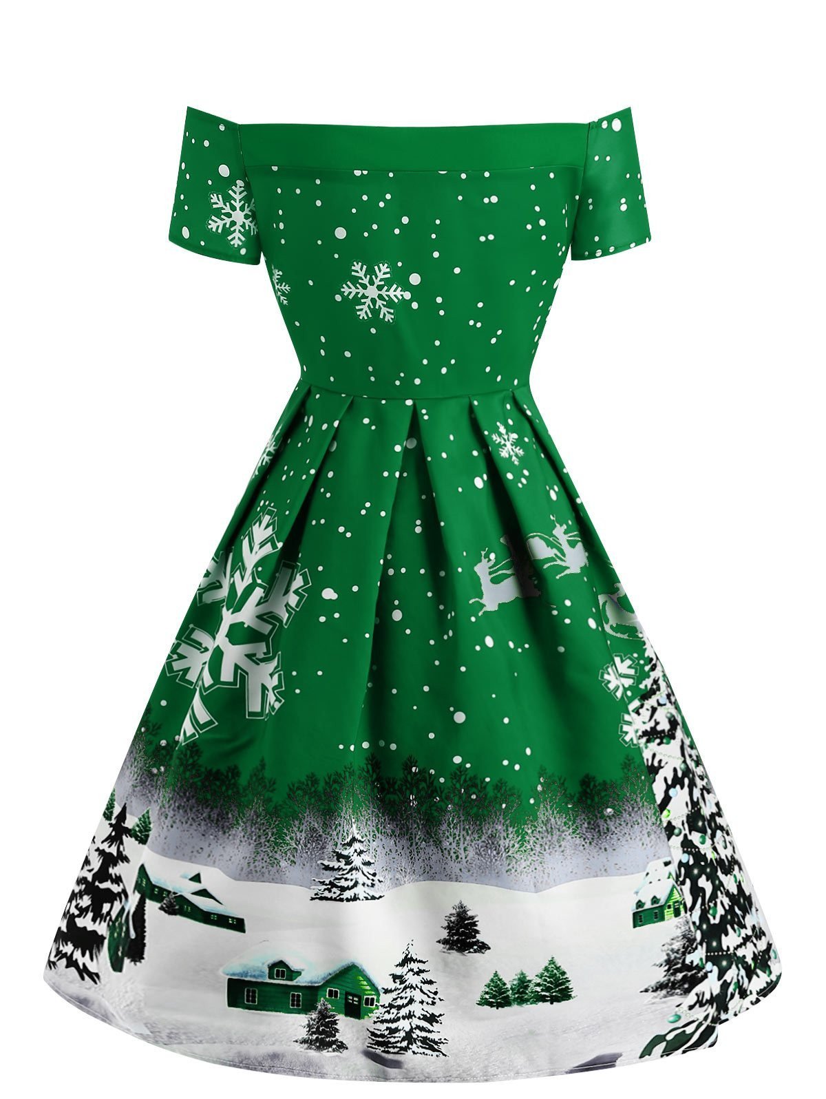 SCHULTERFREI 1950ER WEIHNACHTEN SCHNEE KLEID