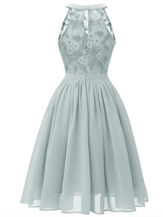 1950ER BLUMEN ÄRMELLOS SPITZE FLARE-MIDIKLEID