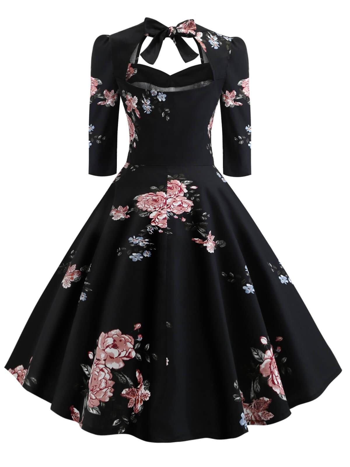 1950er Blumendruck Swing Party Kleid