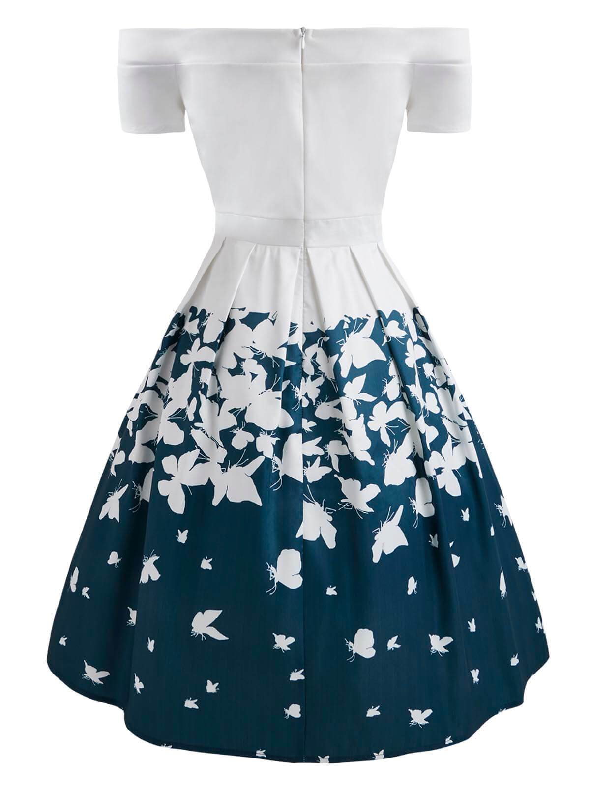 1950ER SCHMETTERLING SCHULTERFREI KURZARM SWING KLEID