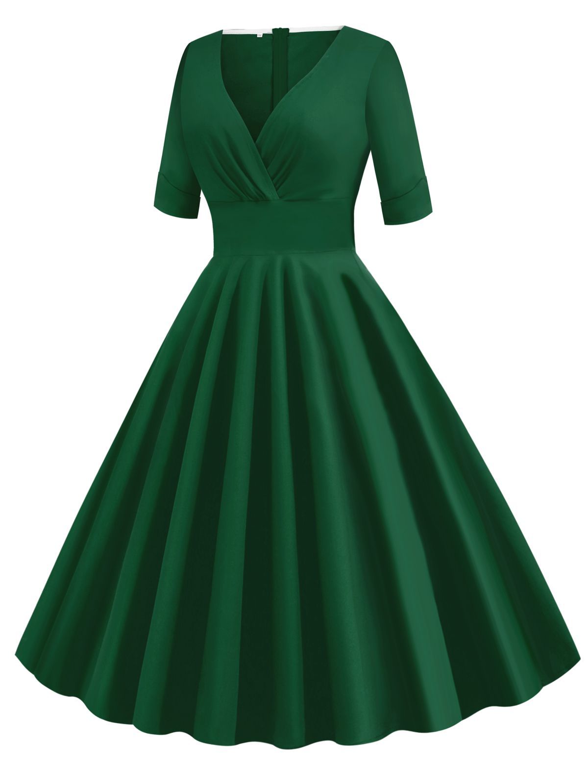 1950ER V-AUSSCHNITT KURZARM SWING KLEID