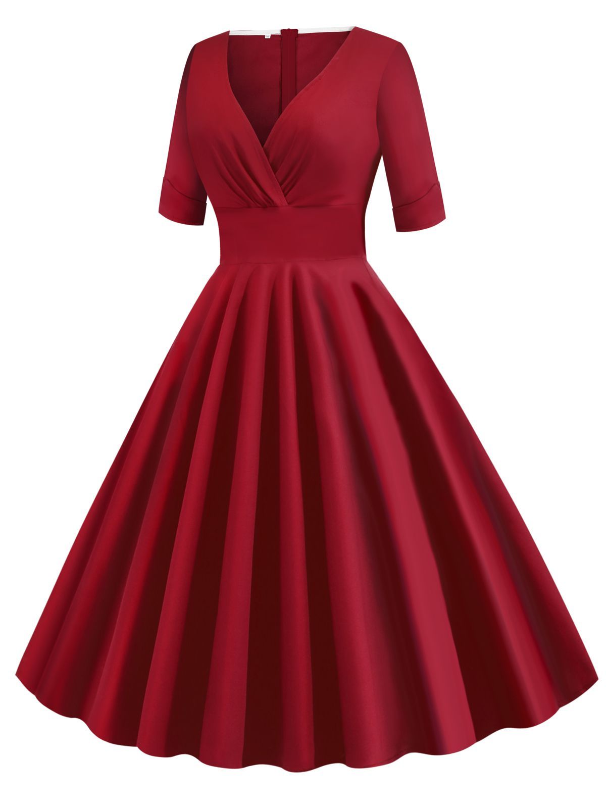 1950ER V-AUSSCHNITT KURZARM SWING KLEID