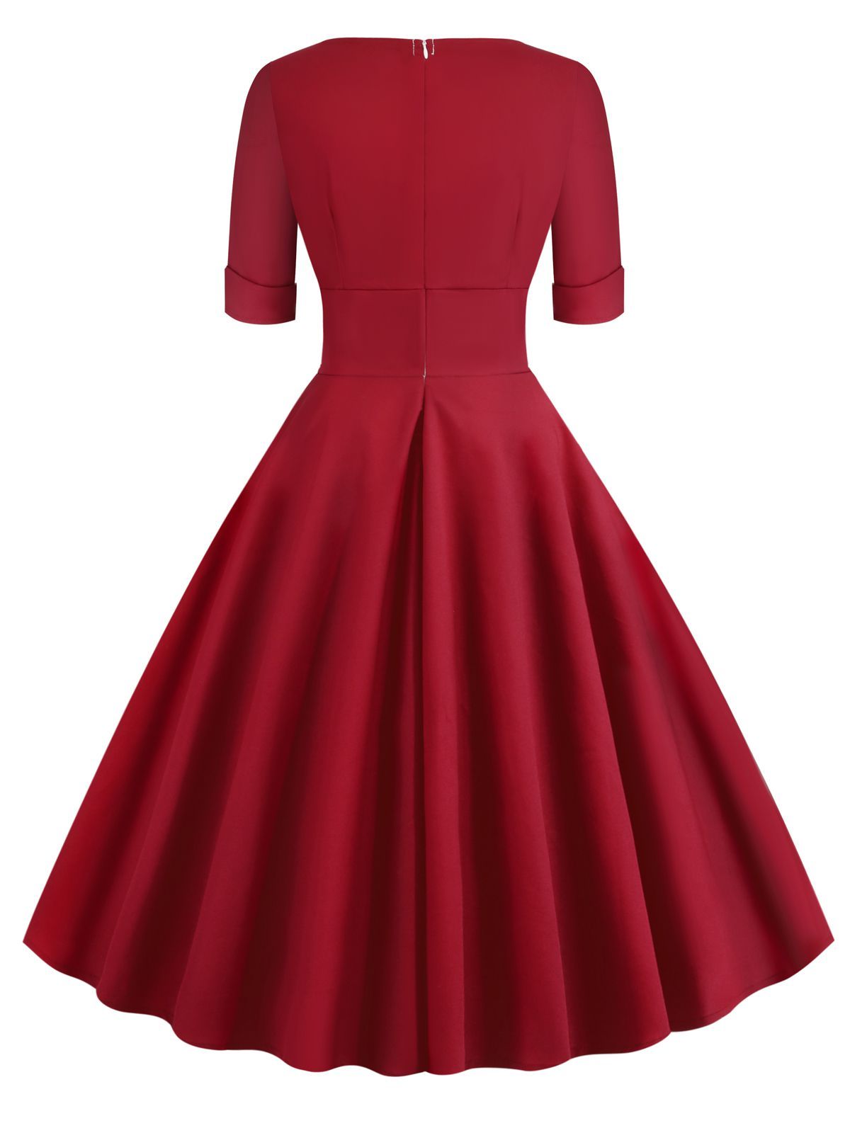 1950ER V-AUSSCHNITT KURZARM SWING KLEID