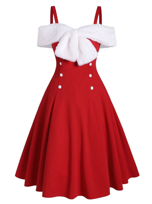 1950ER Weihnachtskleid SPAGHETTI BOW VINTAGE SWING KLEID