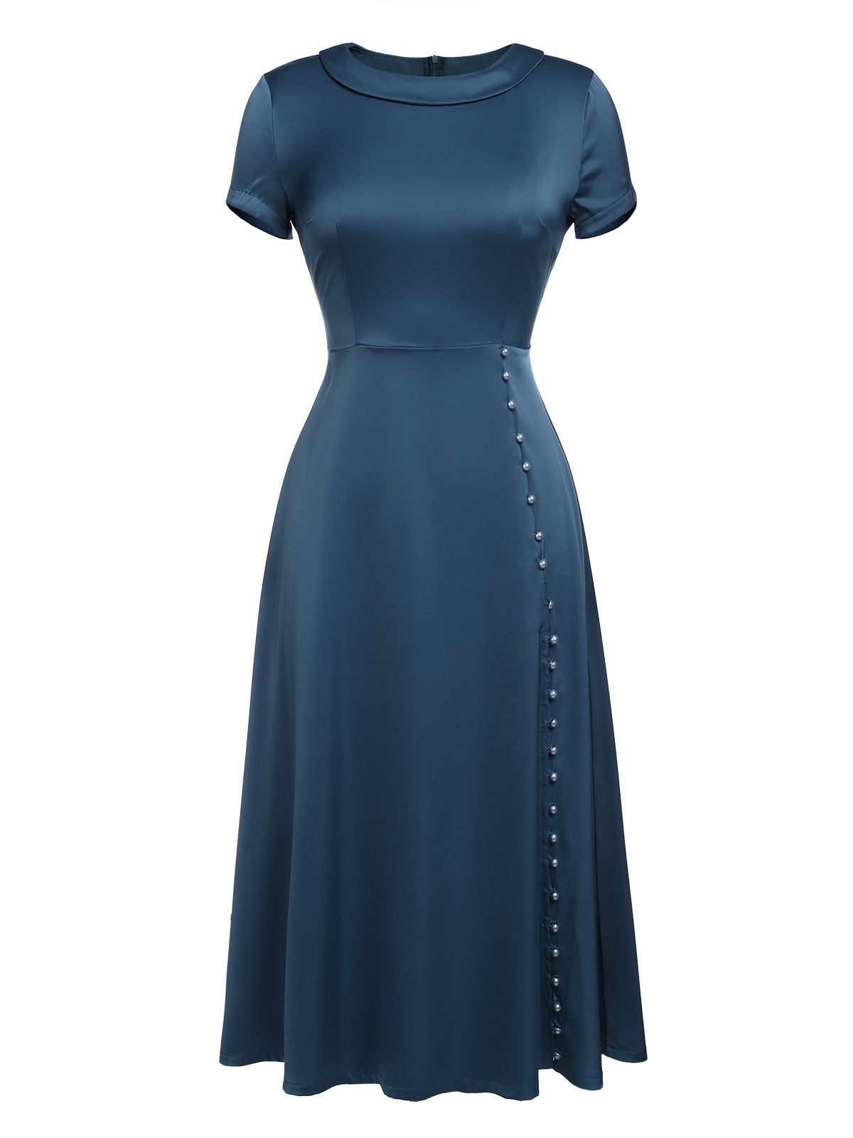 BLAU VINTAGE KURZARM SWING KLEID