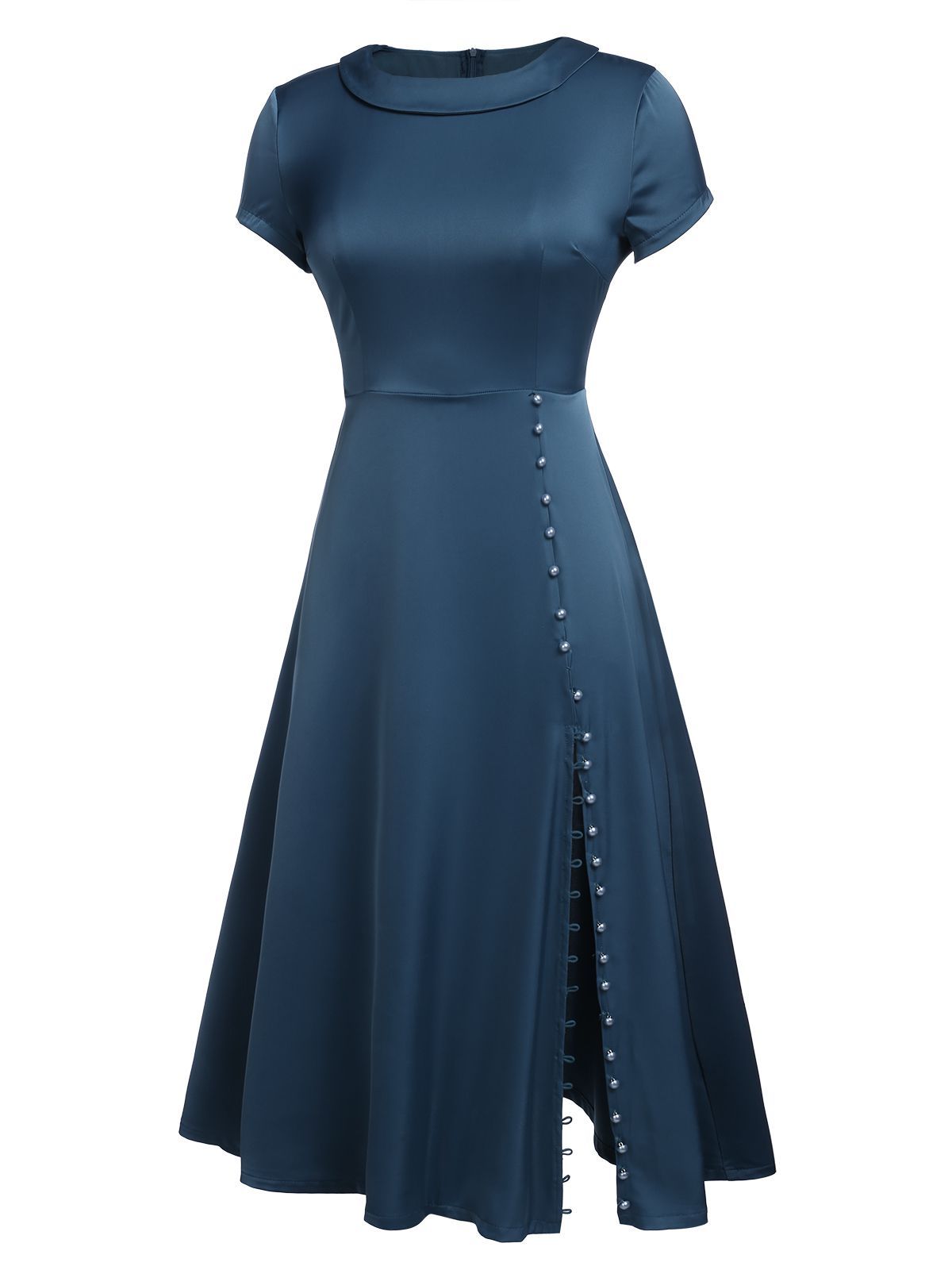 BLAU VINTAGE KURZARM SWING KLEID