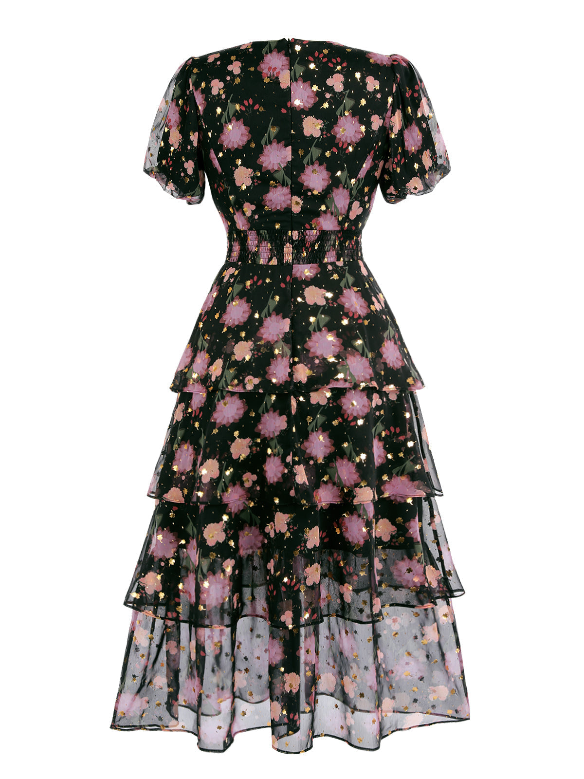 SCHWARZER SPITZE SWING KLEID MIT BLUMEN