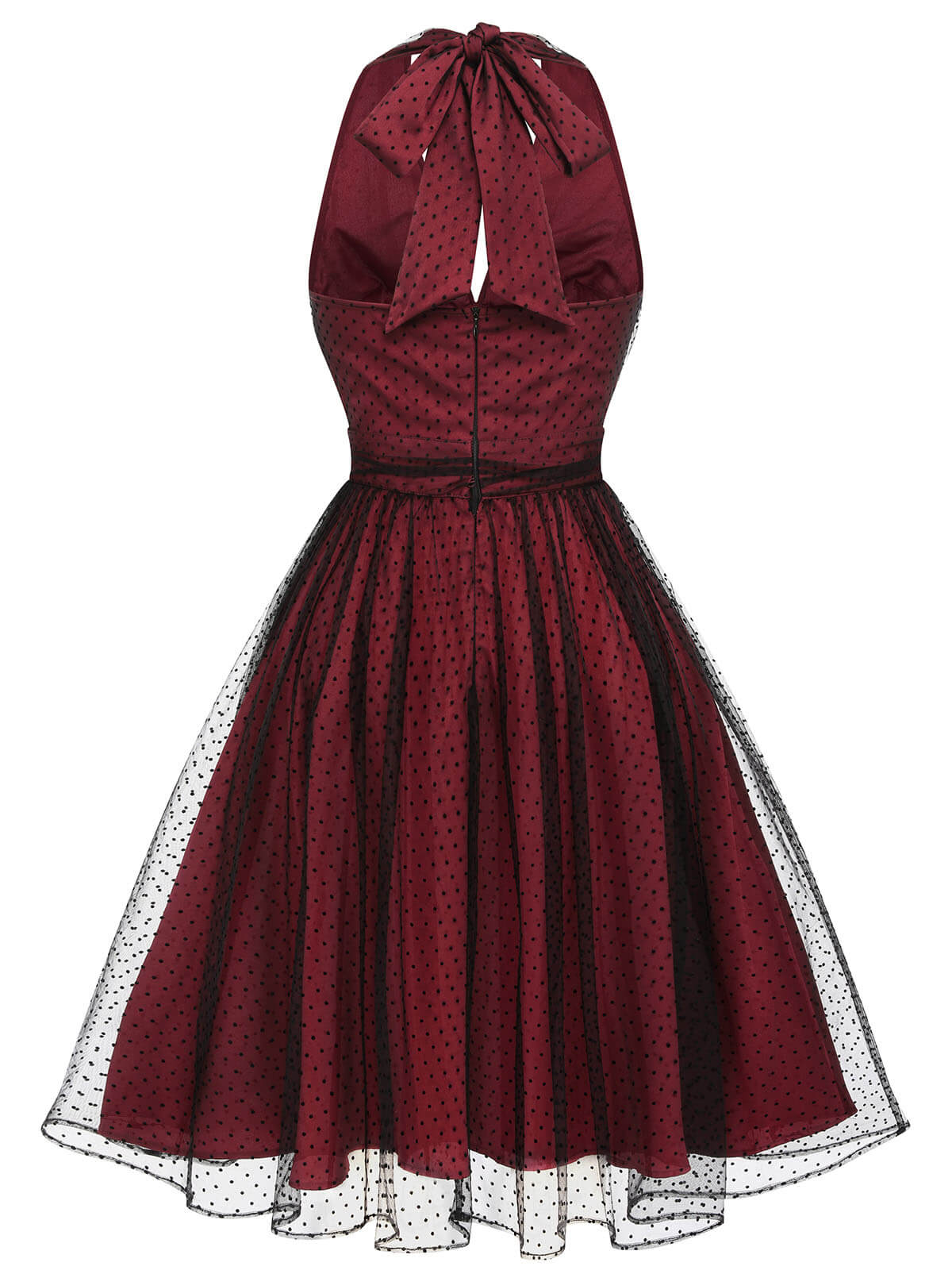 ROTES 1950ER PUNKTE NETZ SWING KLEID