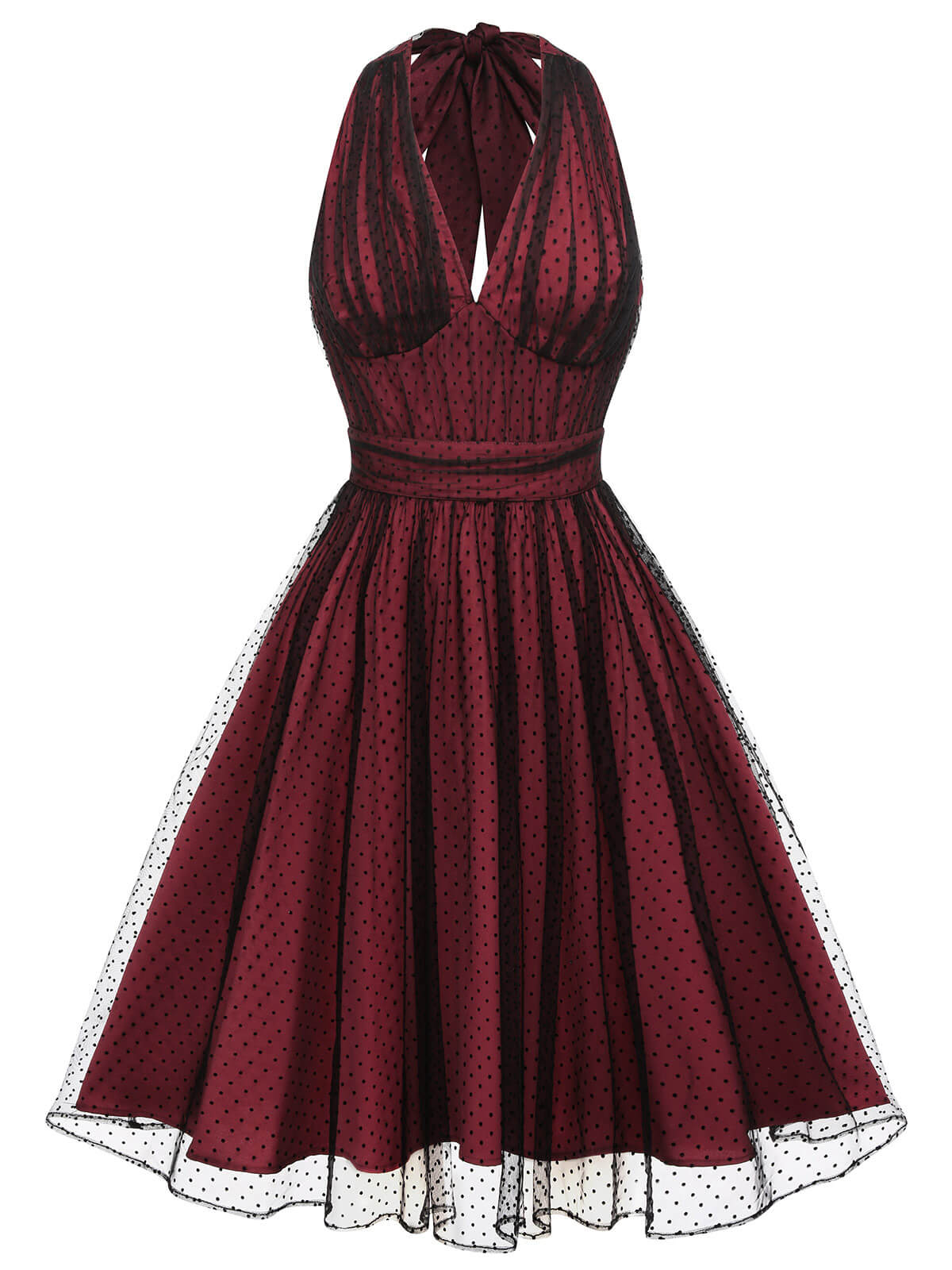 ROTES 1950ER PUNKTE NETZ SWING KLEID