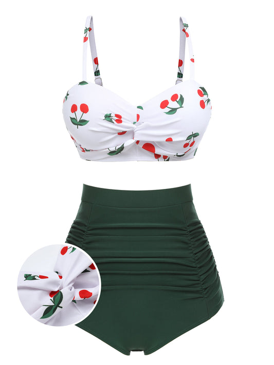 2PCS 1950er Cherry Halter Bikini Set