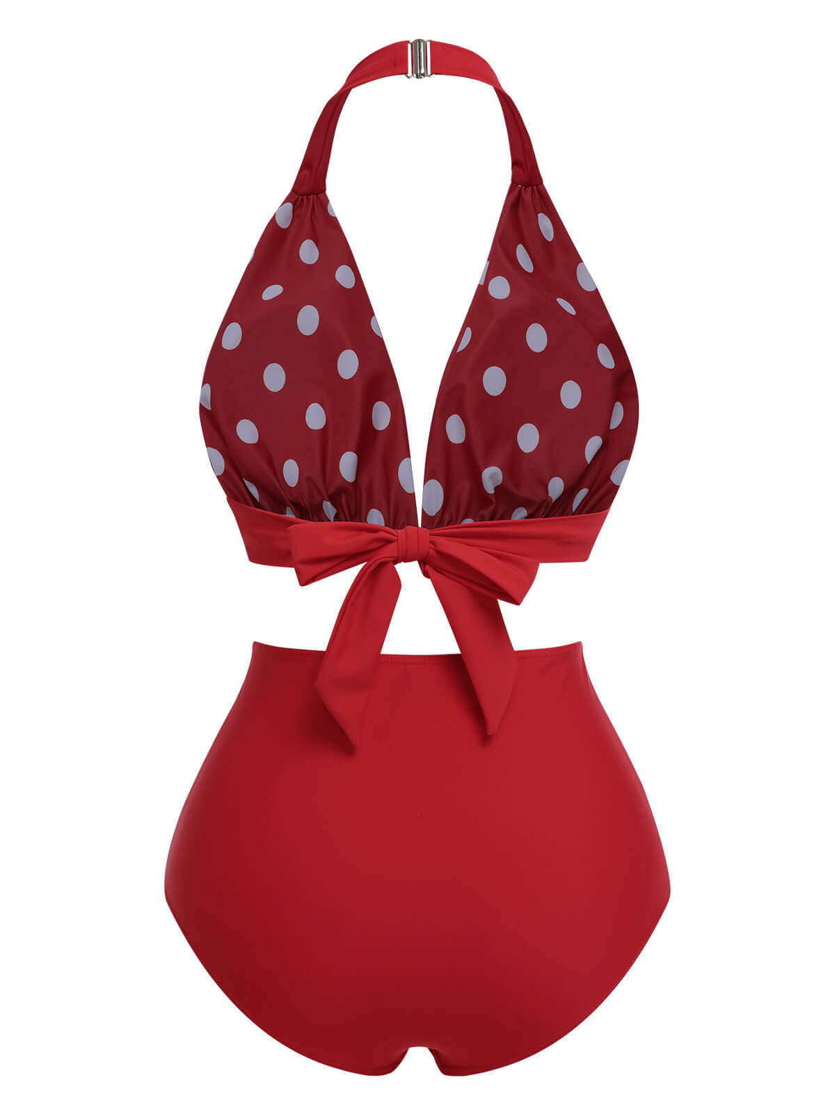 Rot 1950er Polka Dot Halter Separater Badeanzug