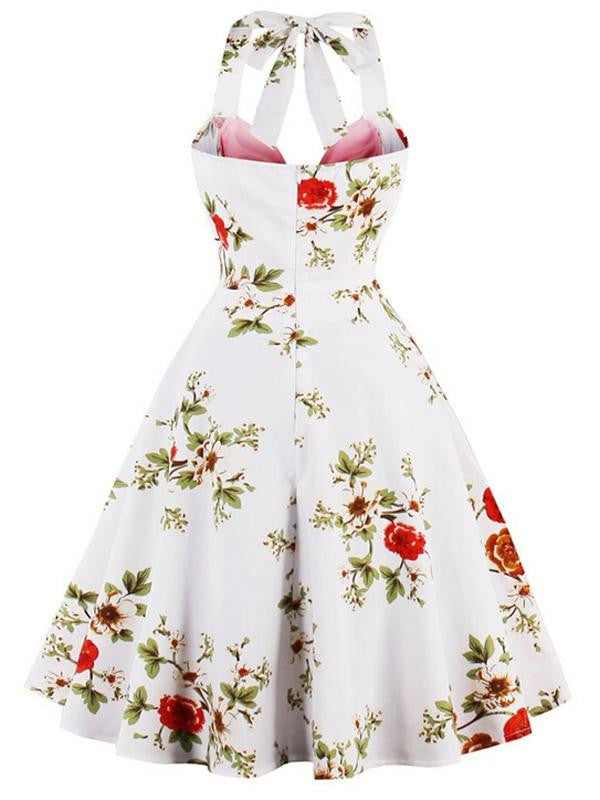 1950er Halter Floral Swing Kleid